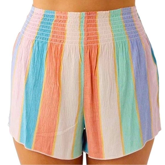 NEW 2 Piece O'Neill Coordinating Ally Off-The-Shoulder Stripe Print Top & Shorts - Picture 5 of 6
